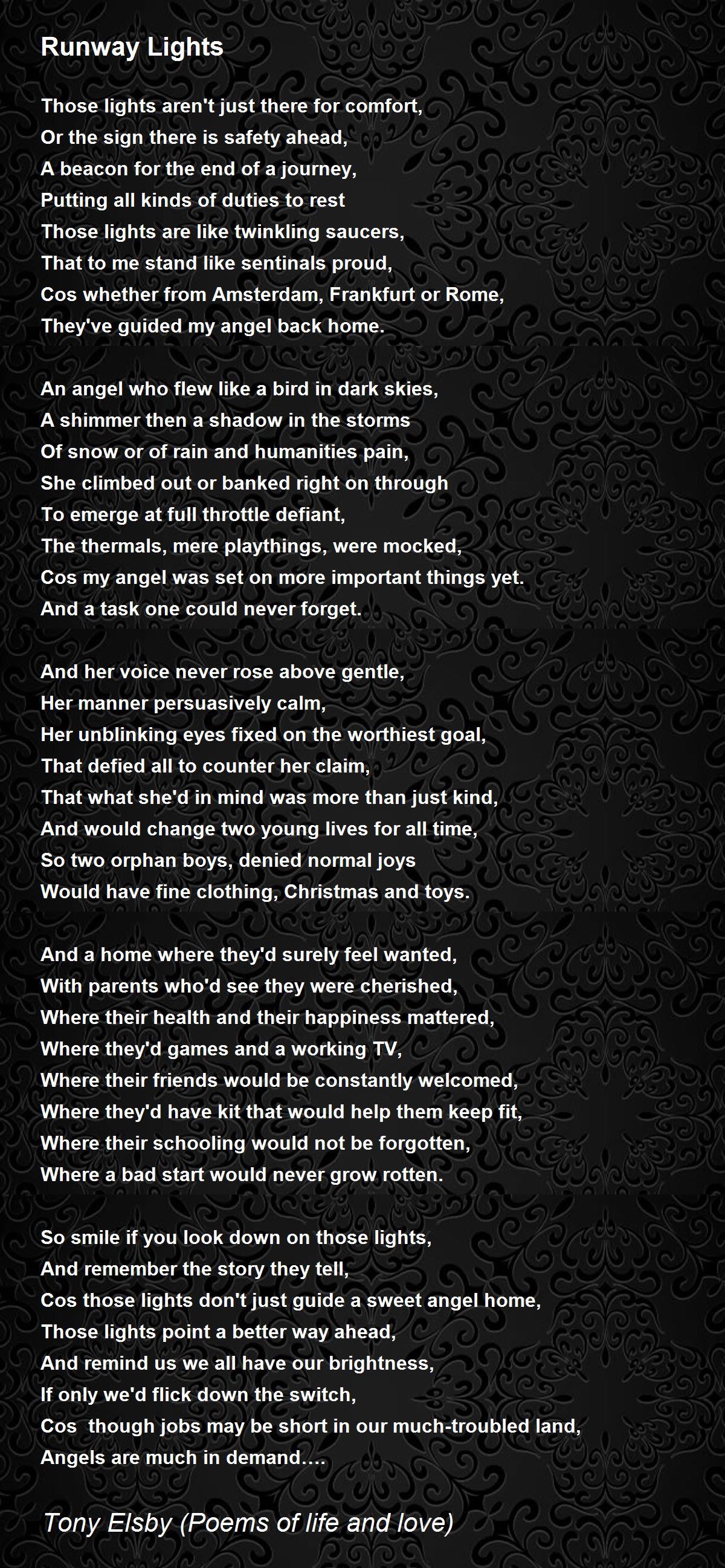 Runway Lights Runway Lights Poem by Tony Elsby (Poems of life and love)