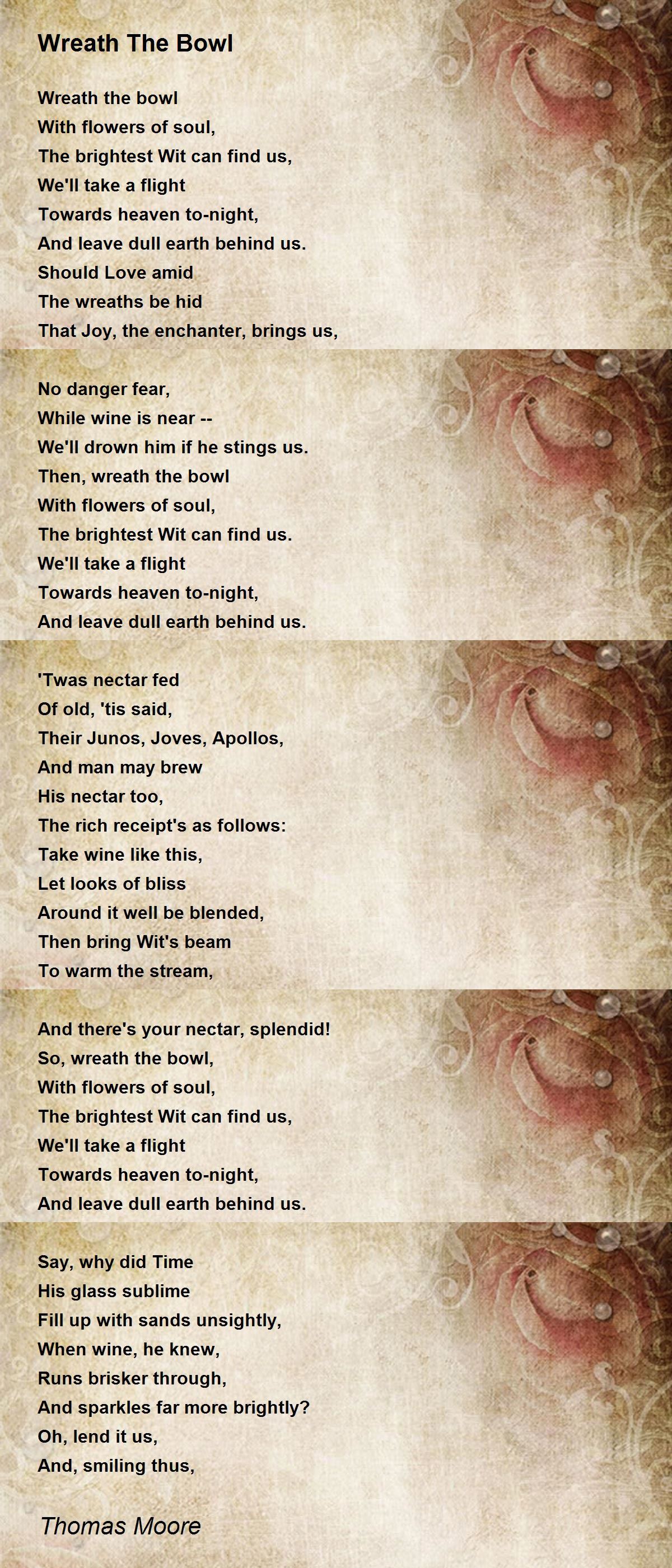 Wreath The Bowl Poem by Thomas Moore Poem Hunter