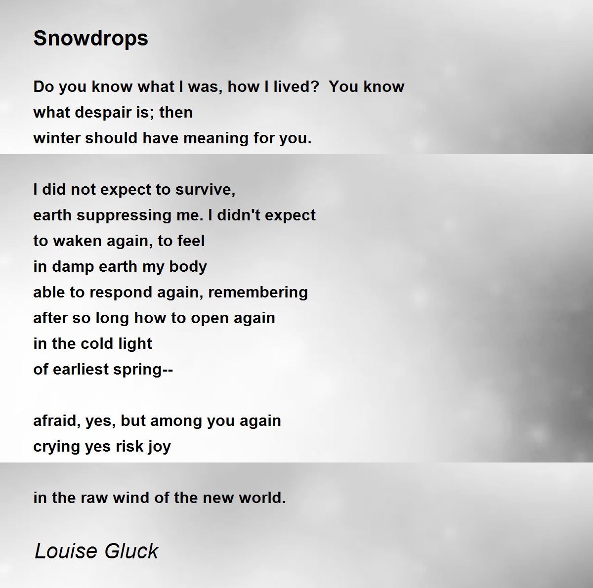 Snowdrops Poem by Louise Gluck - Poem Hunter