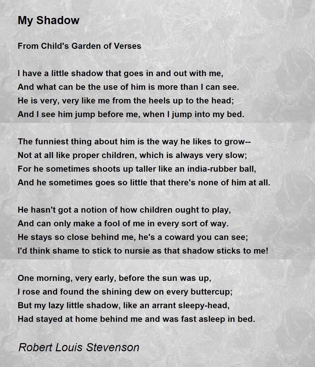 my shadow poem by robert louis stevenson - poem hunter