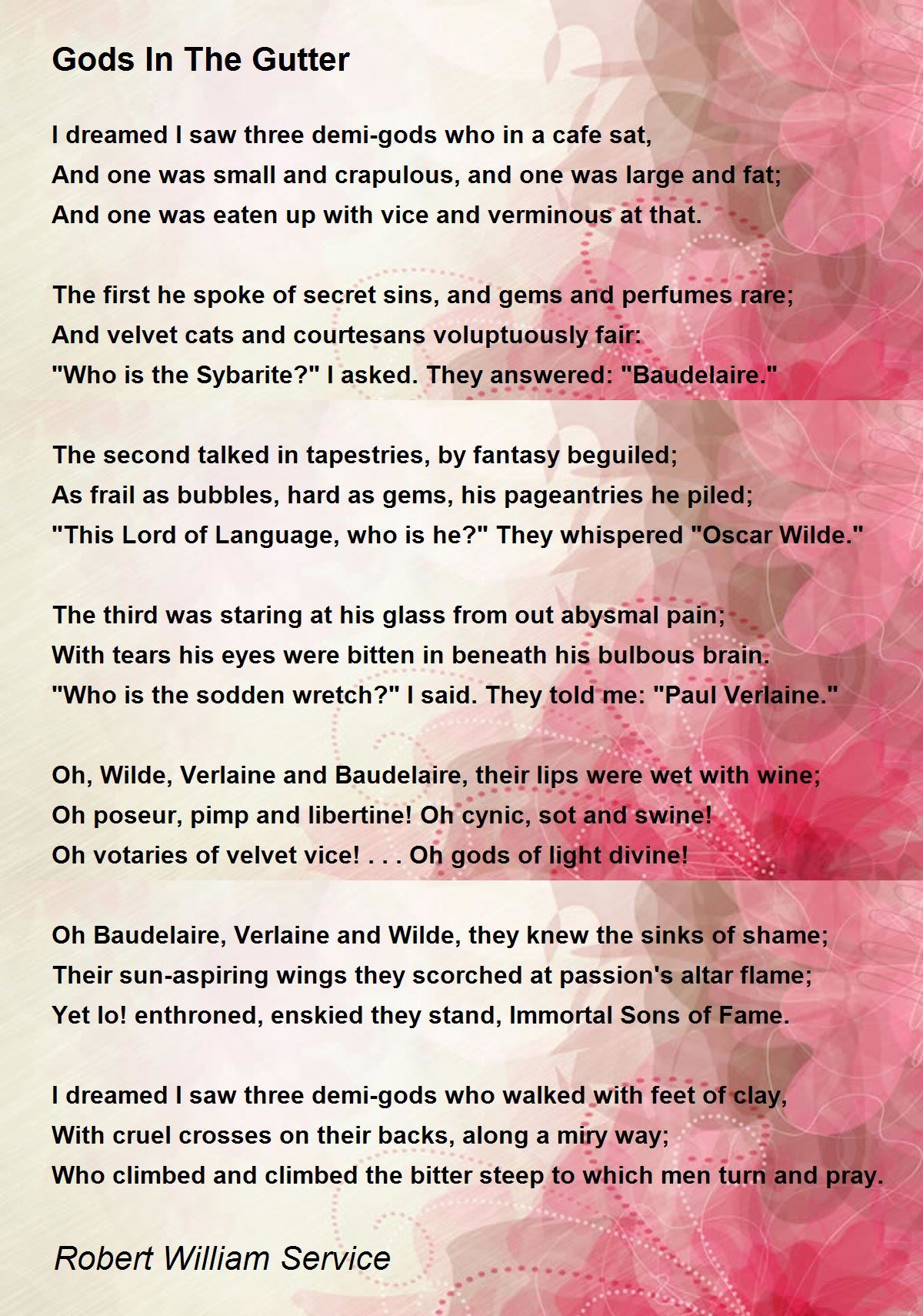 Gods In The Gutter Gods In The Gutter Poem by Robert William Service