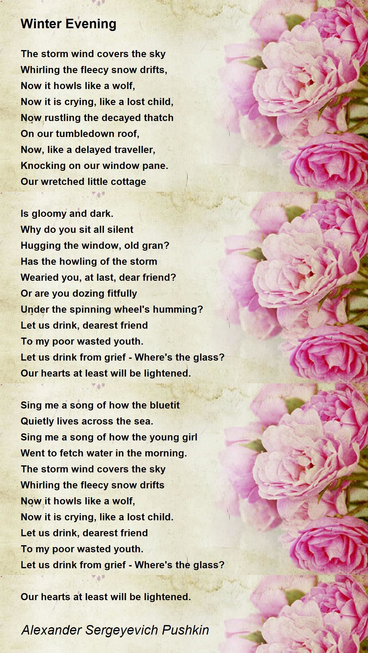 Winter Evening Poem by Alexander Sergeyevich Pushkin - Poem Hunter