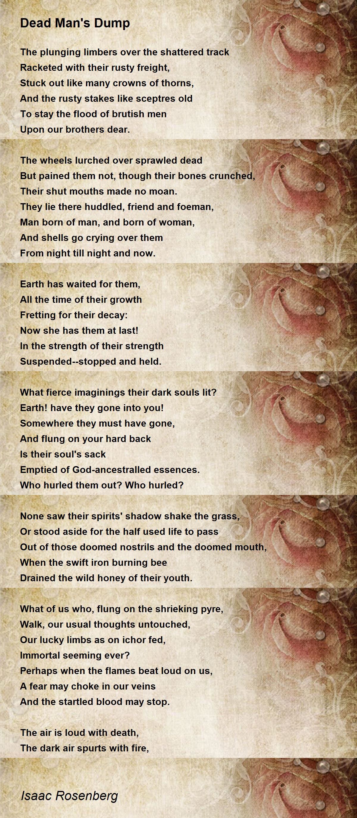 Dead Man's Dump Poem by Isaac Rosenberg Poem Hunter Comments