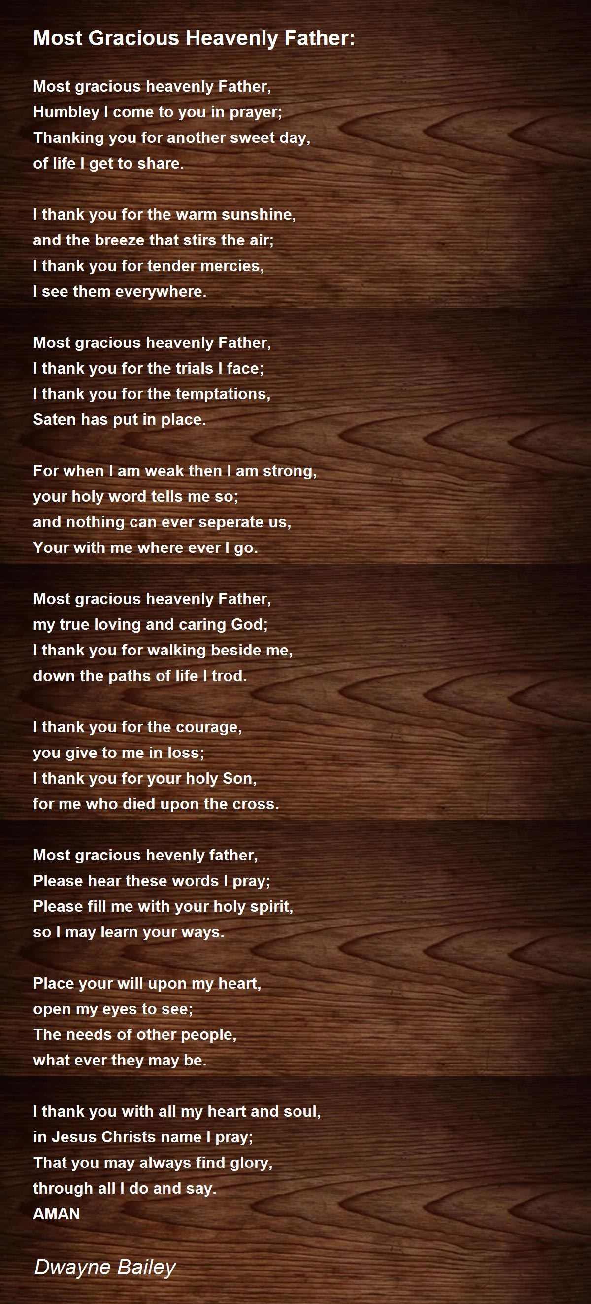 Most Gracious Heavenly Father Most Gracious Heavenly Father Poem by