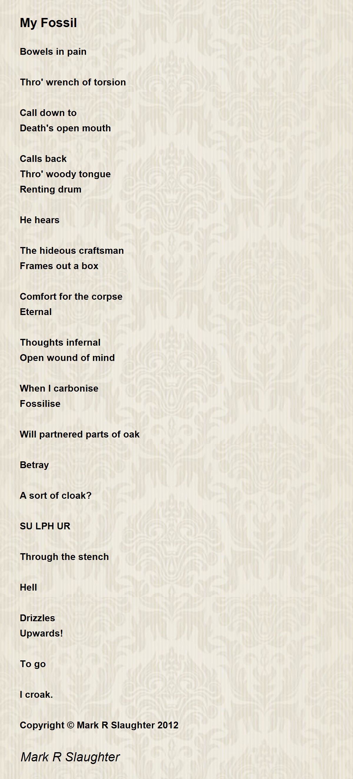 My Fossil My Fossil Poem by Mark R Slaughter