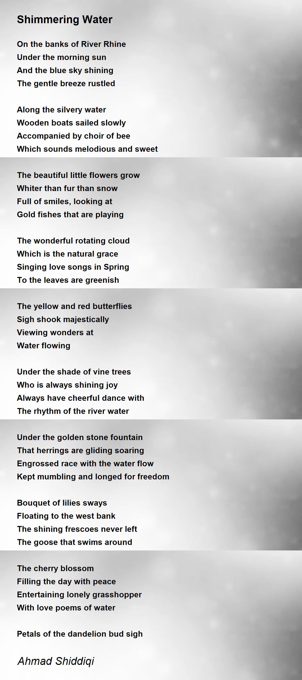 Shimmering Water Shimmering Water Poem by Ahmad Shiddiqi