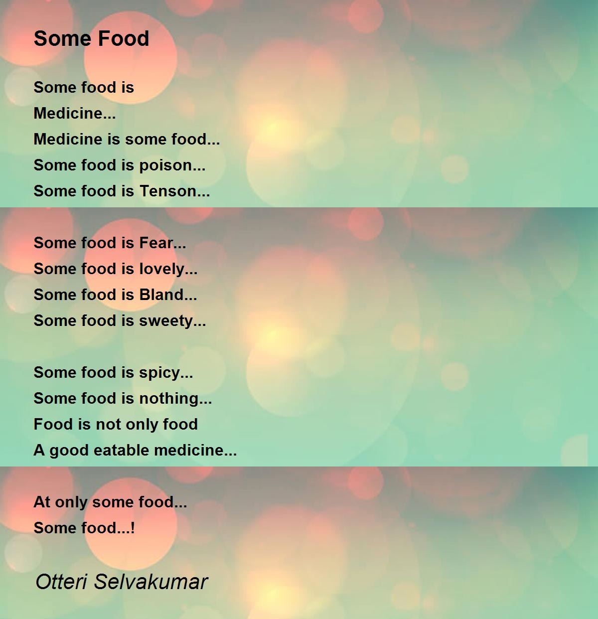 Some Food Poem by Otteri Selvakumar Poem Hunter
