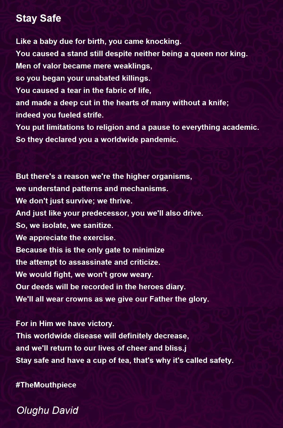 Stay Safe Stay Safe Poem by Olughu David