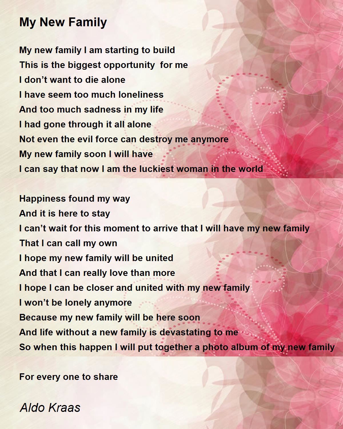 My New Family My New Family Poem by Aldo Kraas