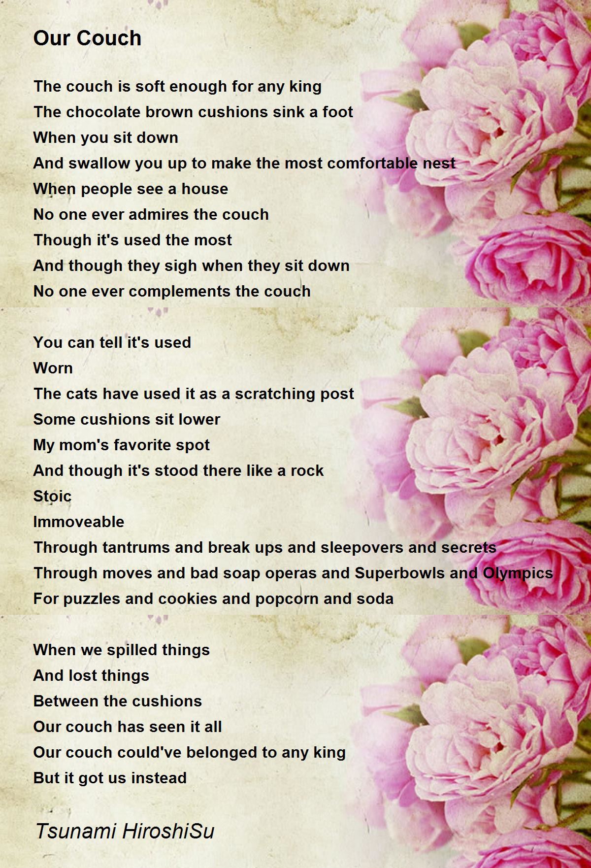 Our Couch by Tsunami HiroshiSu Our Couch Poem