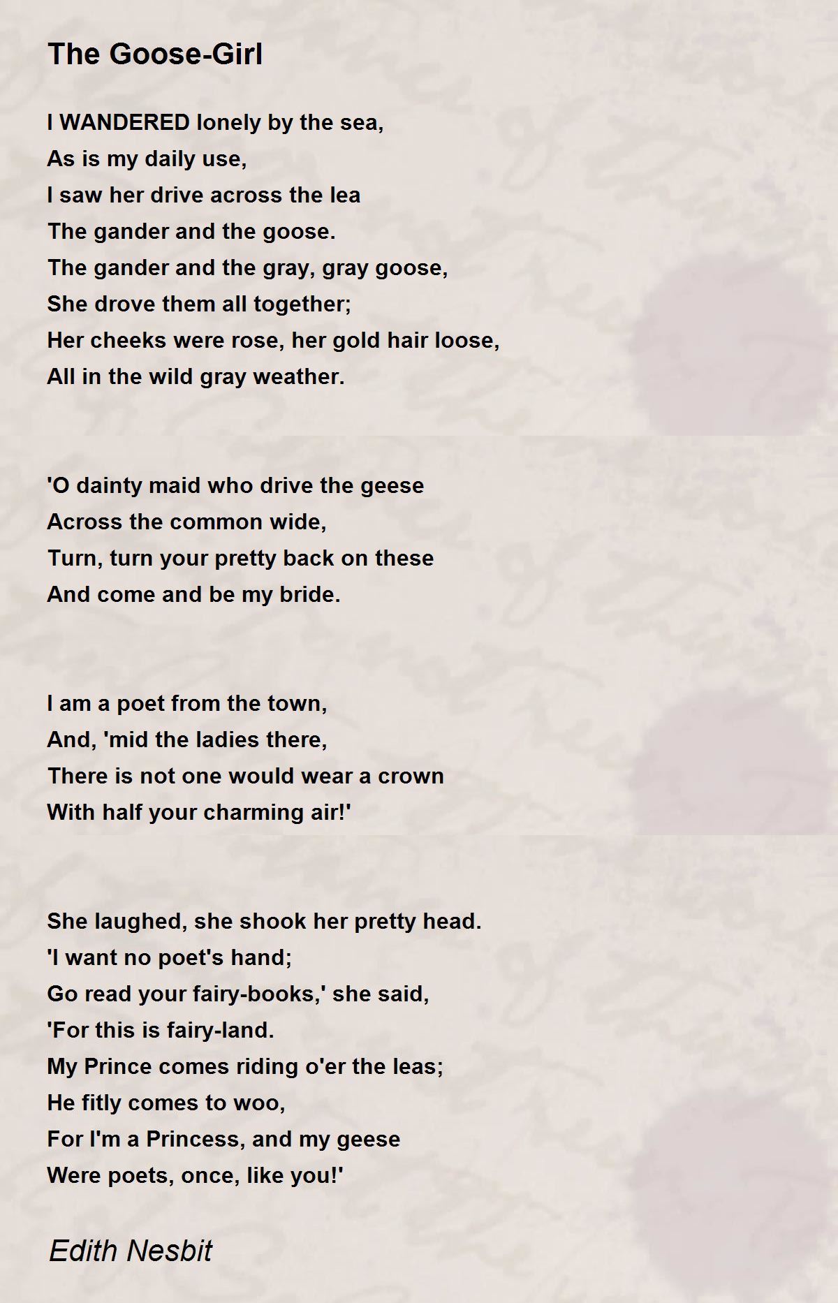 The Goose-Girl Poem by Edith Nesbit - Poem Hunter