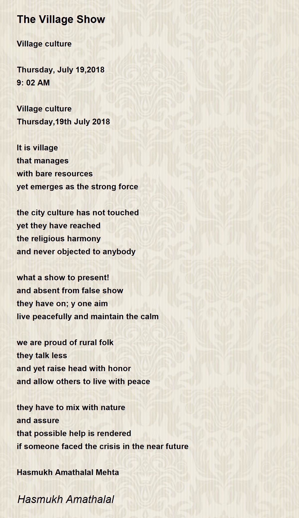 The Village Show The Village Show Poem by Mehta Hasmukh Amathaal
