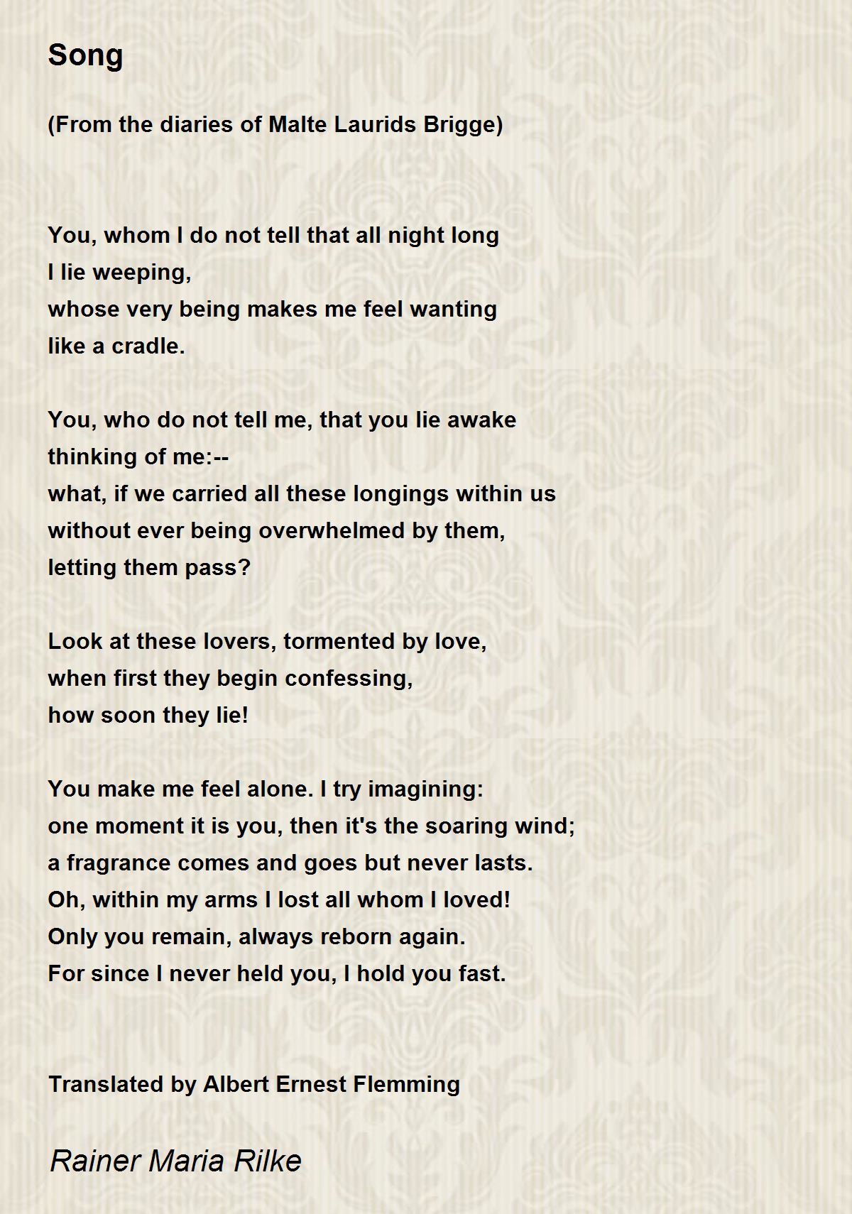 Song by Rainer Maria Rilke - Song Poem