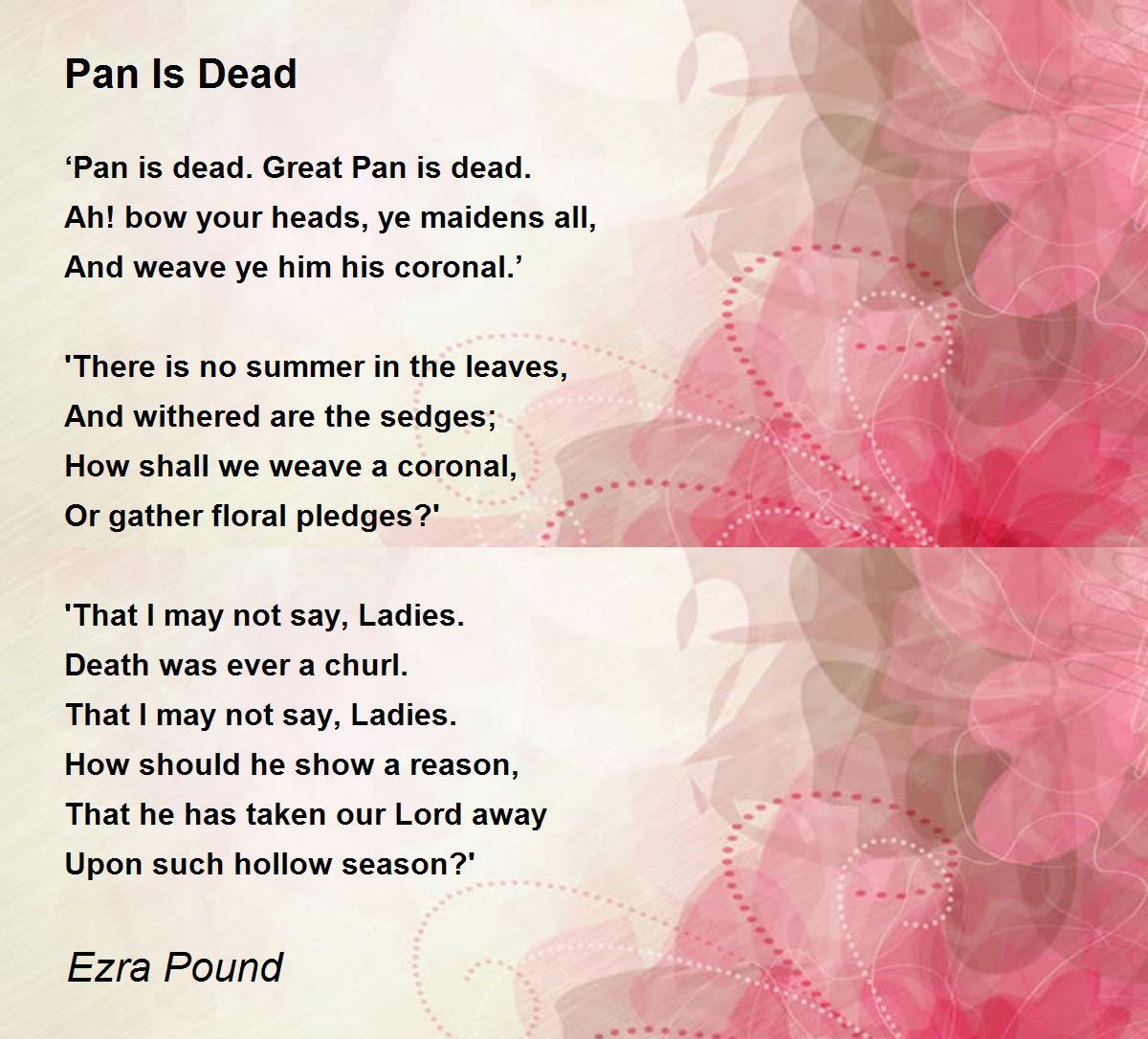 Pan Is Dead Poem by Ezra Pound - Poem Hunter