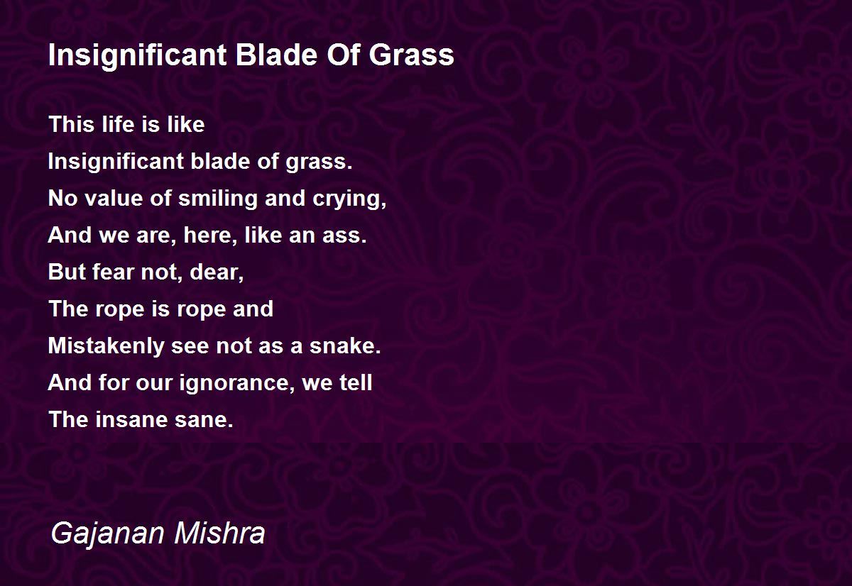 Insignificant Blade Of Grass Insignificant Blade Of Grass Poem by