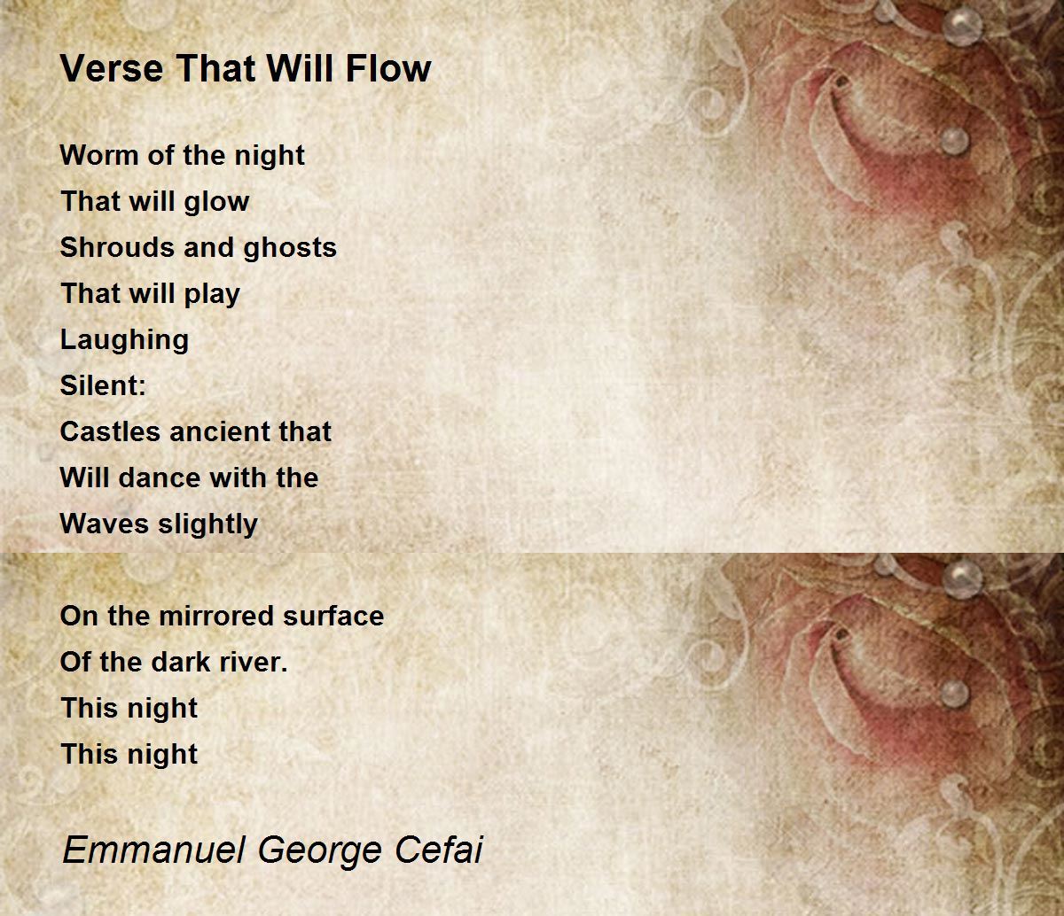 Verse That Will Flow by Emmanuel Cefai Verse That Will Flow Poem