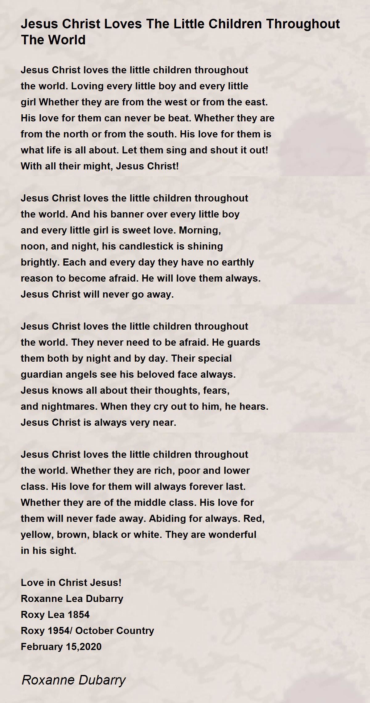 Jesus Christ Loves The Little Children Throughout The World Jesus