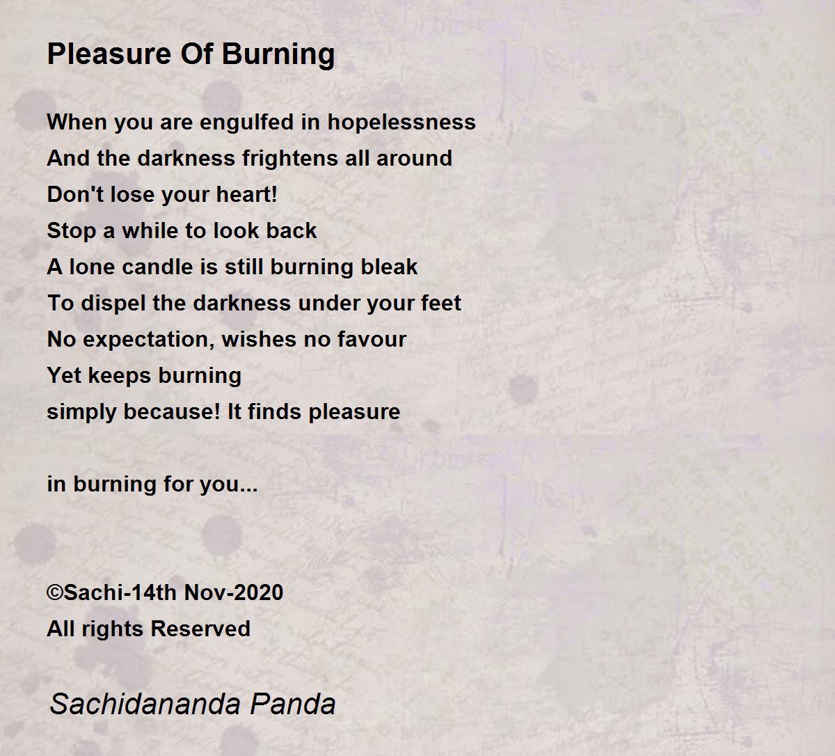 Pleasure Of Burning Poem by Sachidananda Panda Poem Hunter