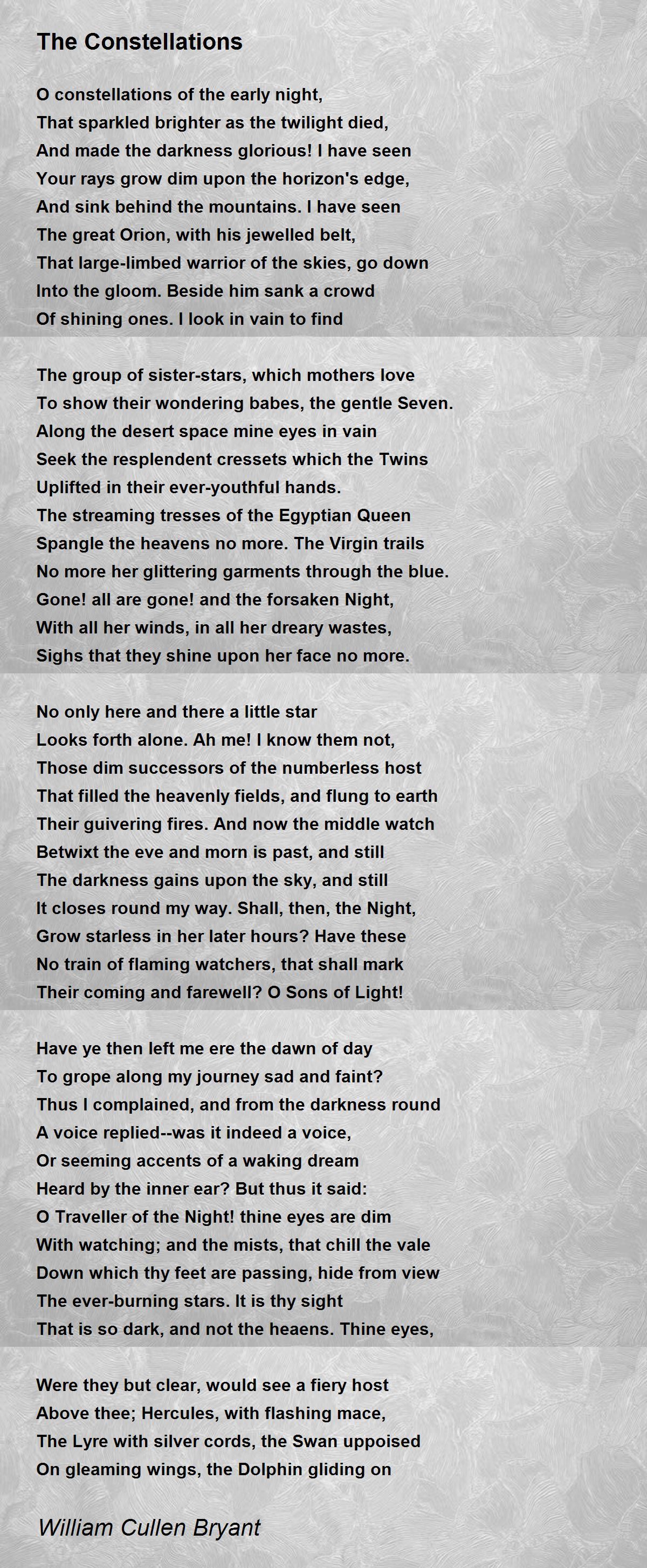 The Constellations by William Cullen Bryant - The Constellations Poem