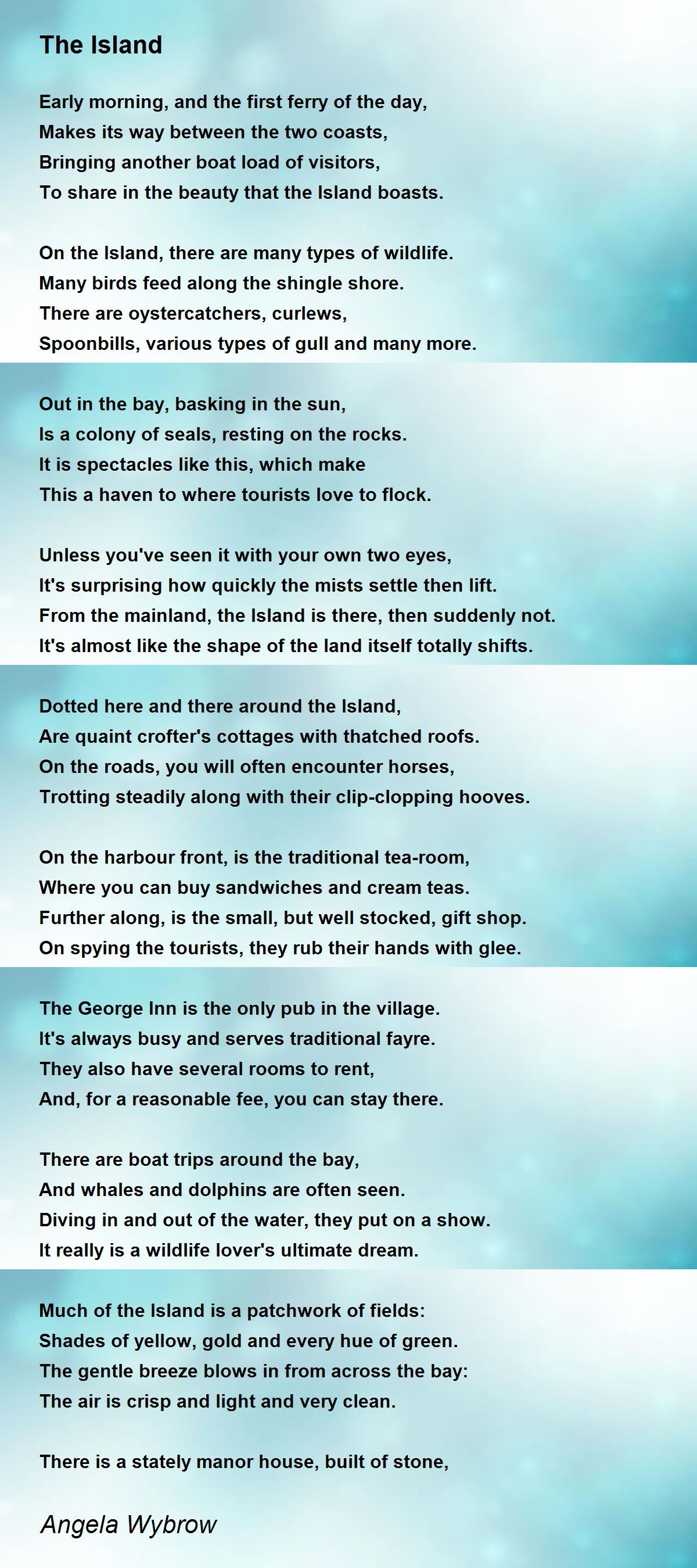 The Island The Island Poem by Angela Wybrow