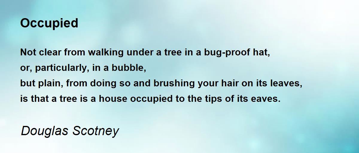 Occupied Occupied Poem by Douglas Scotney