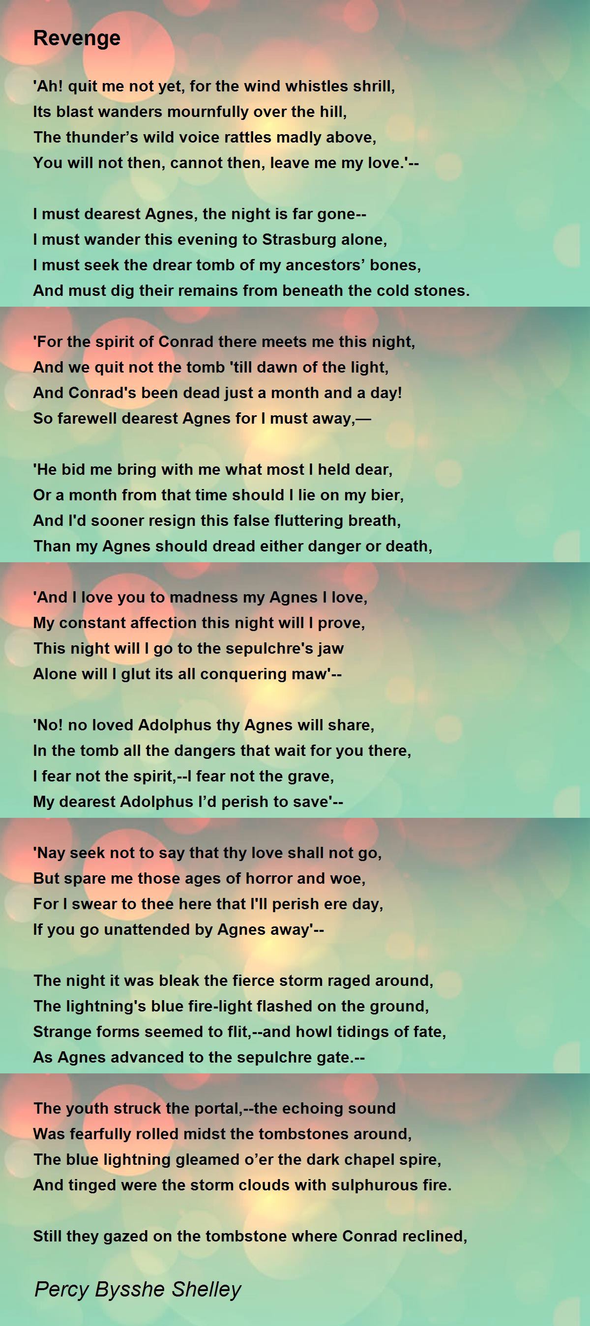 Revenge by Percy Bysshe Shelley - Revenge Poem