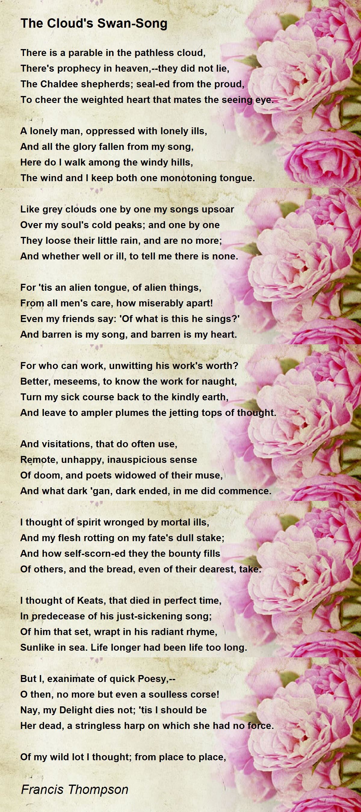 The Cloud's SwanSong The Cloud's SwanSong Poem by Francis Thompson