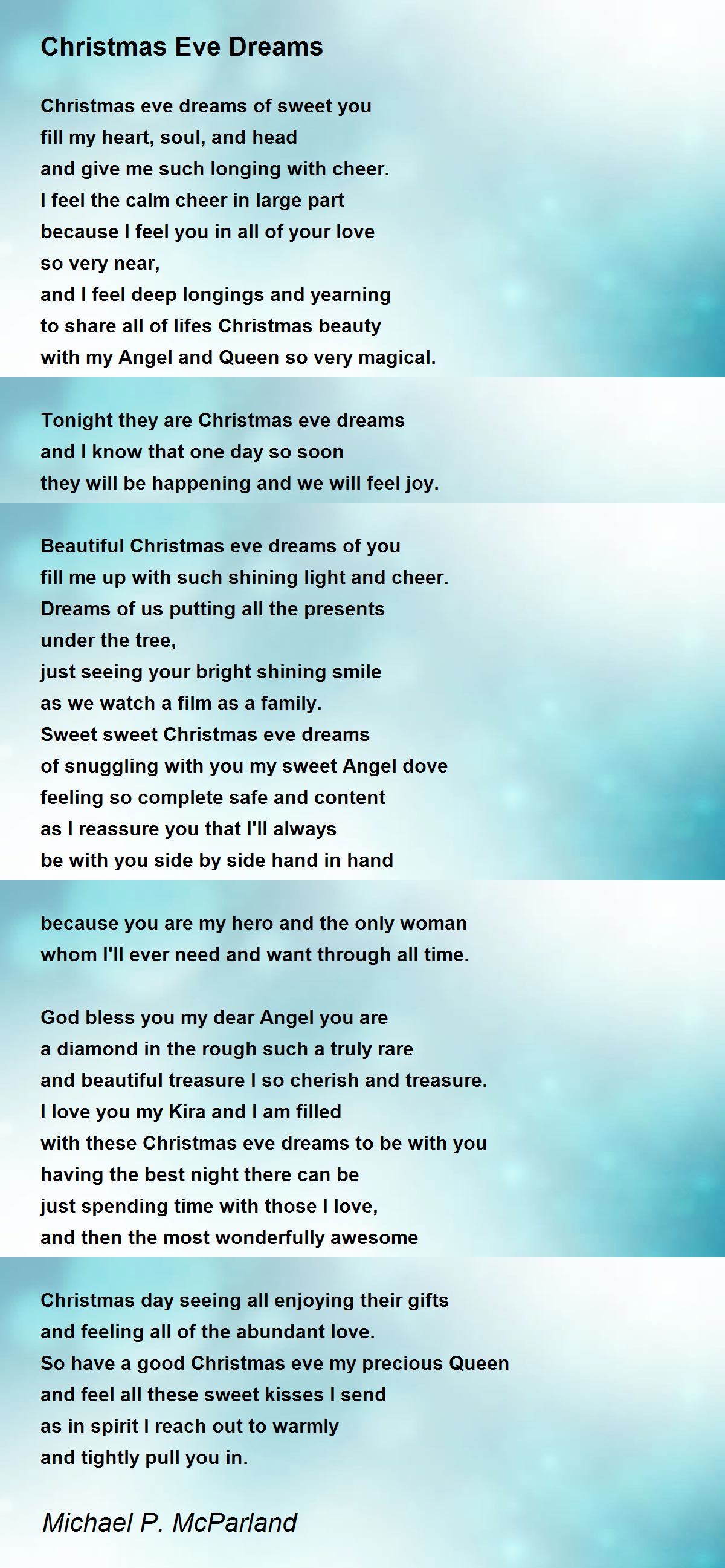 Christmas Eve Dreams Christmas Eve Dreams Poem by Michael P. McParland