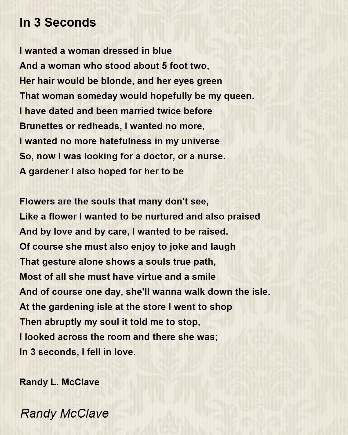 In 3 Seconds Poem by Randy McClave Poem Hunter