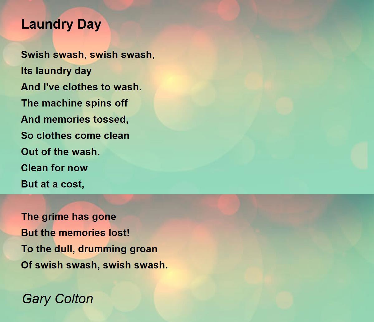 Laundry Day Poem by Gary Colton Poem Hunter