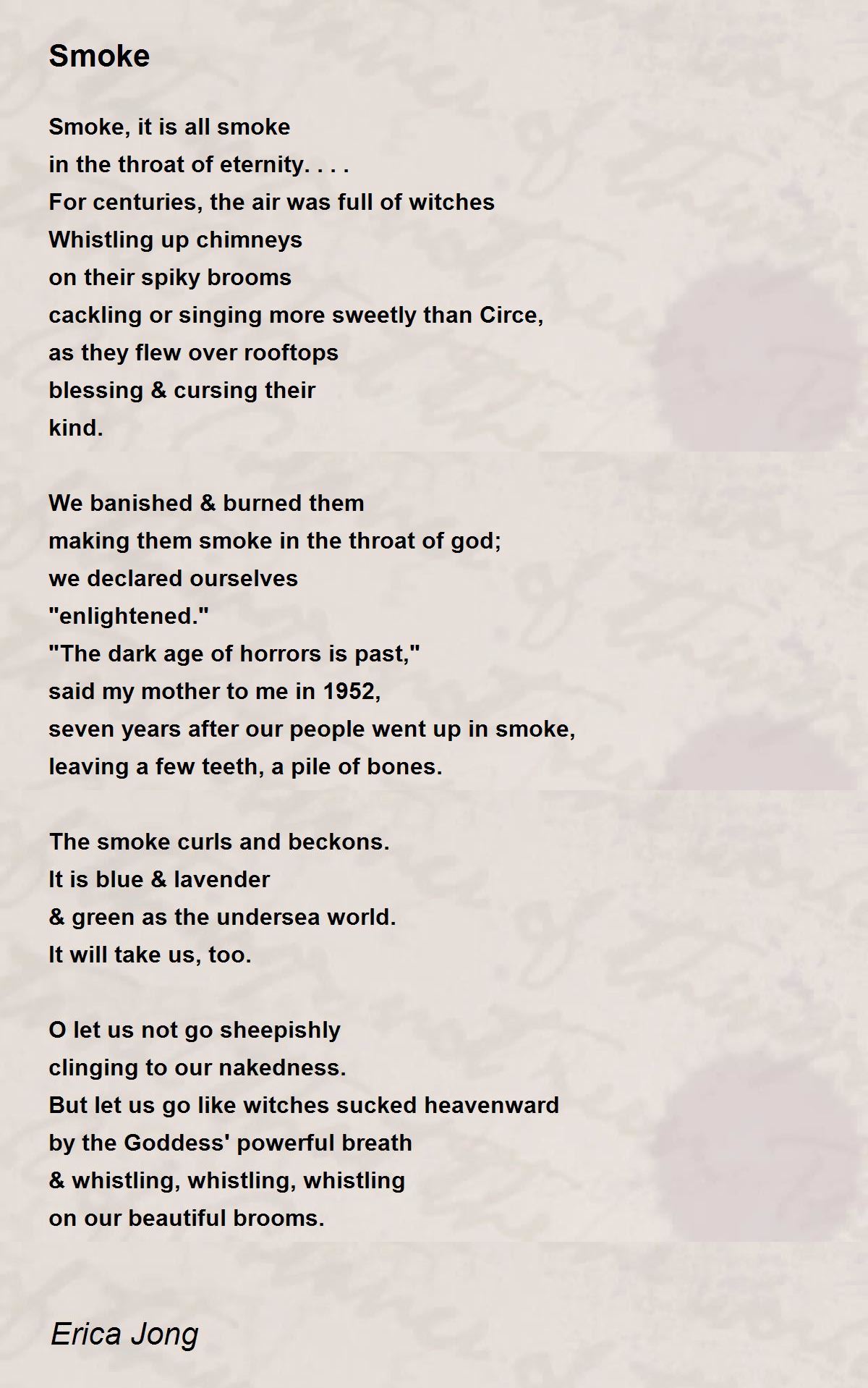 Smoke Smoke Poem by Erica Jong