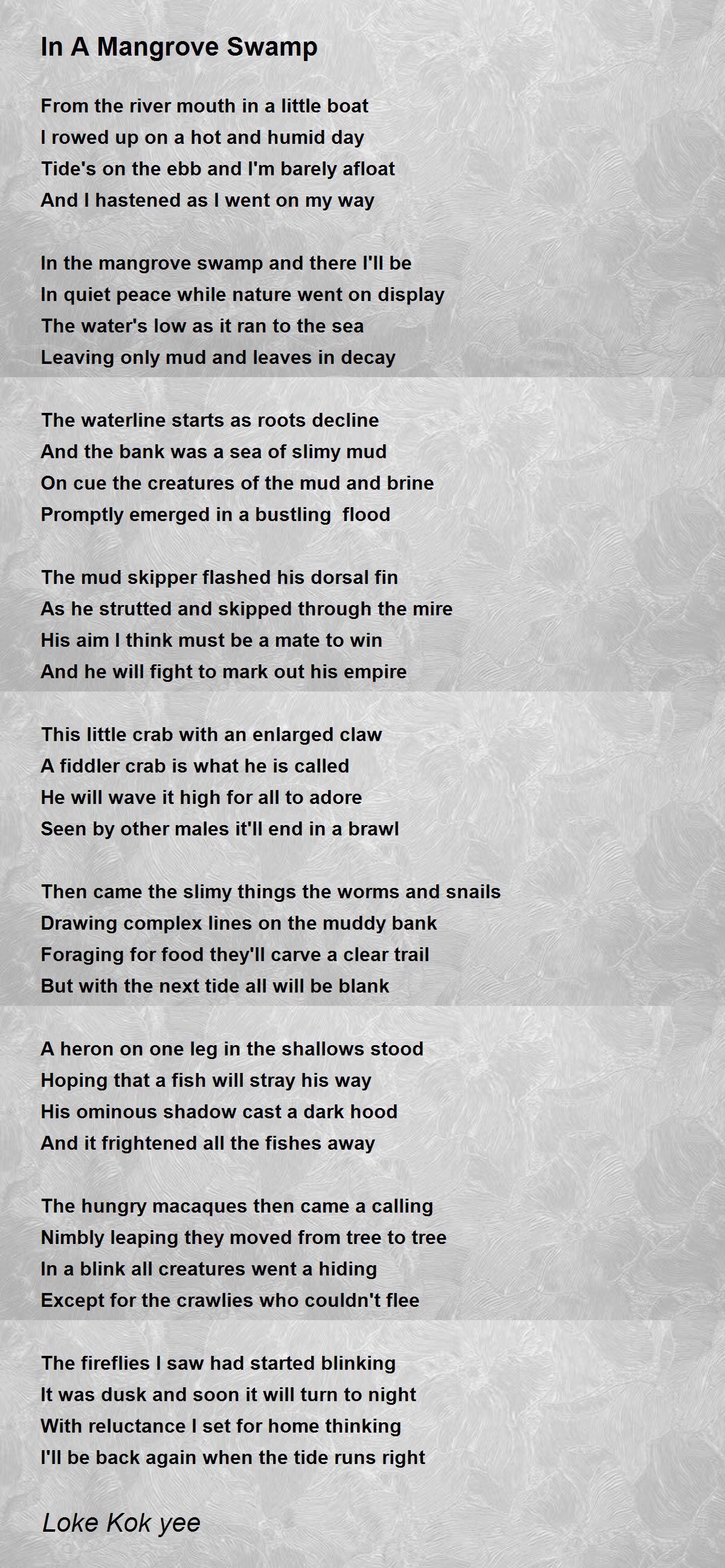 In A Mangrove Swamp Poem by Loke Kok yee Poem Hunter