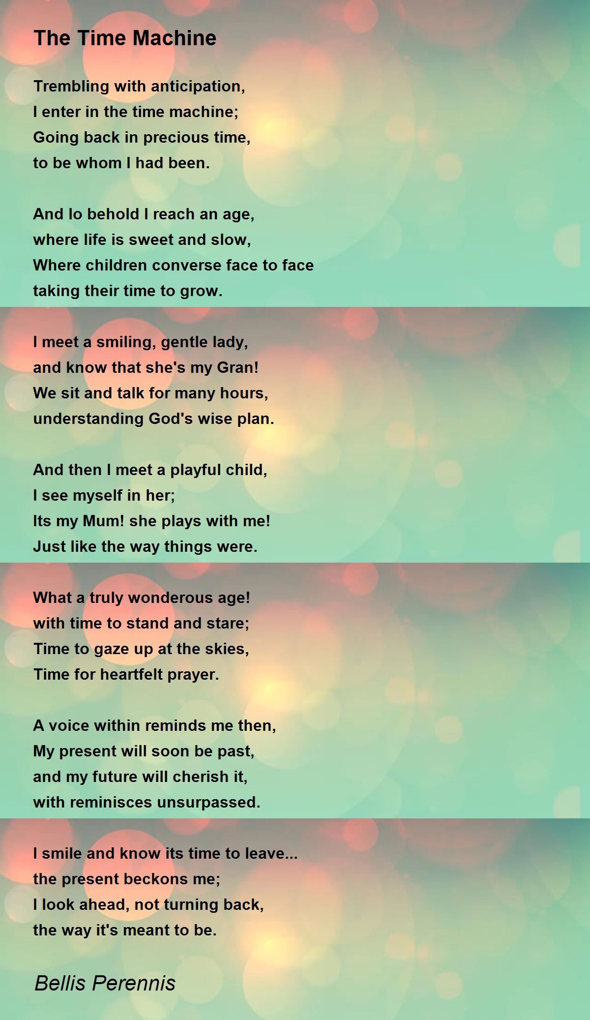 The Time Machine Poem by Bellis Perennis Poem Hunter