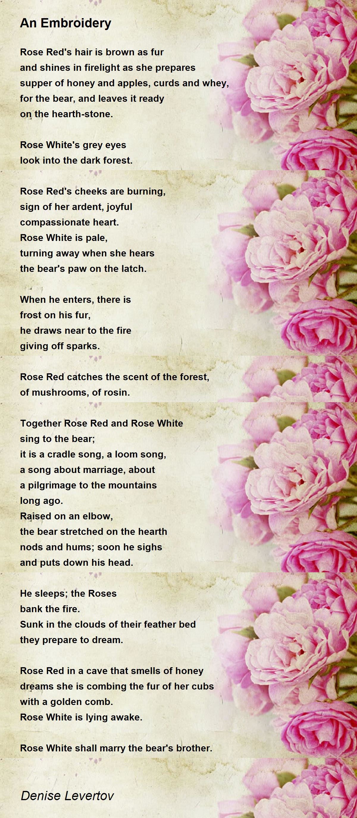 An Embroidery An Embroidery Poem by Denise Levertov