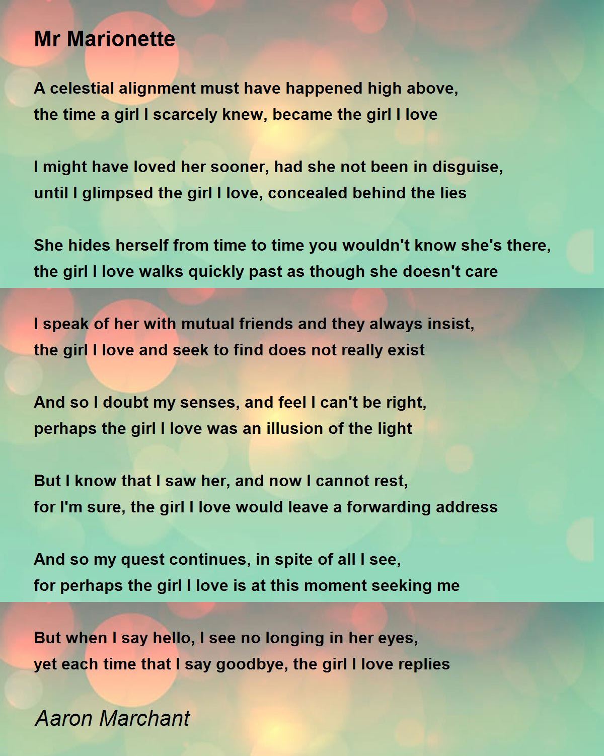 Mr by Aaron Marchant Mr Poem