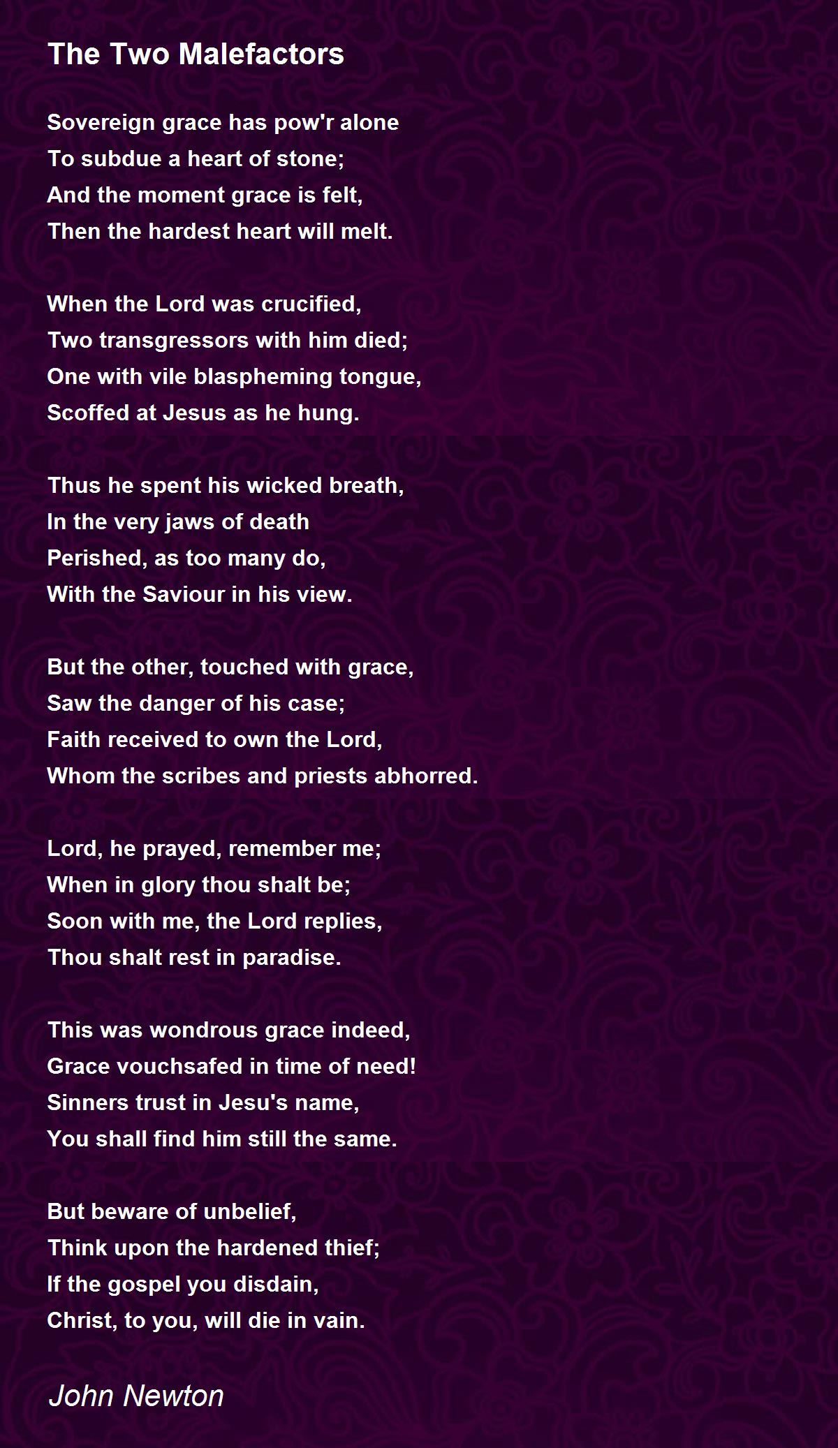 The Two Malefactors Poem by John Newton - Poem Hunter