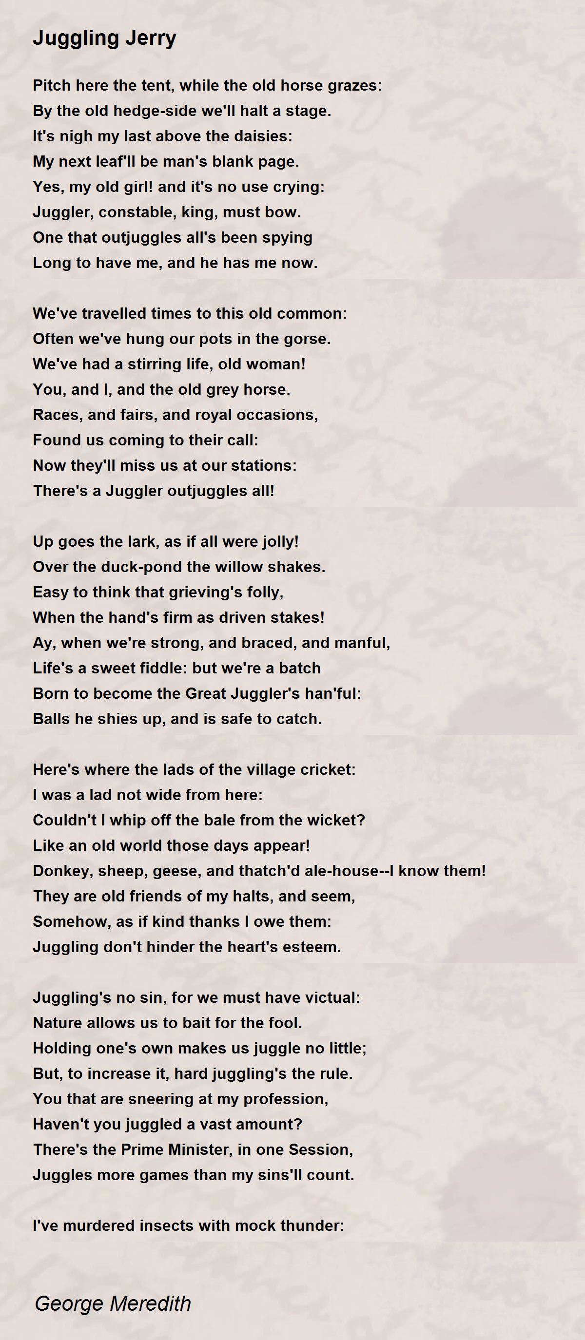 Juggling Jerry Juggling Jerry Poem by Meredith