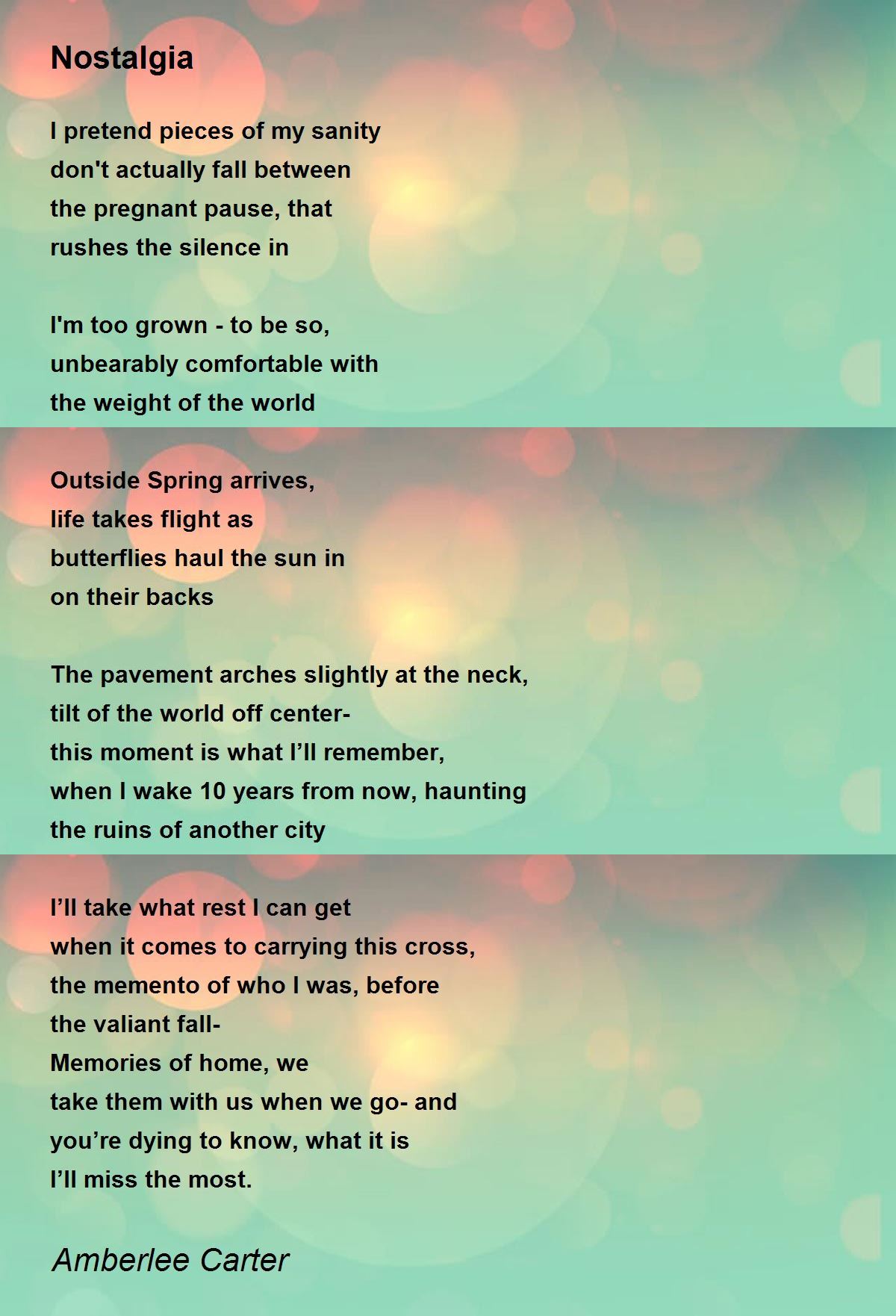 Nostalgia Poem by Amberlee Carter Poem Hunter