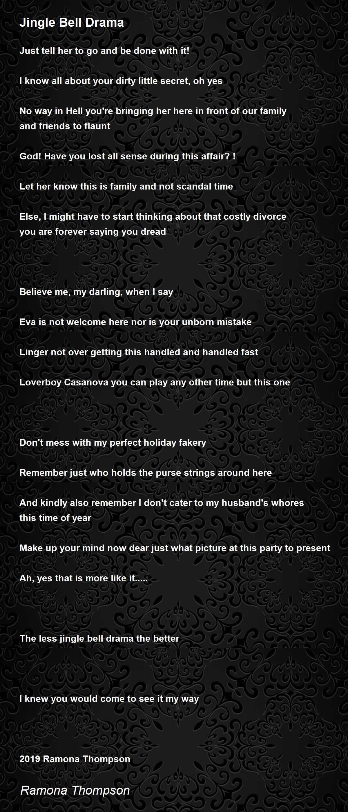 Jingle Bell Drama Jingle Bell Drama Poem by Ramona Thompson