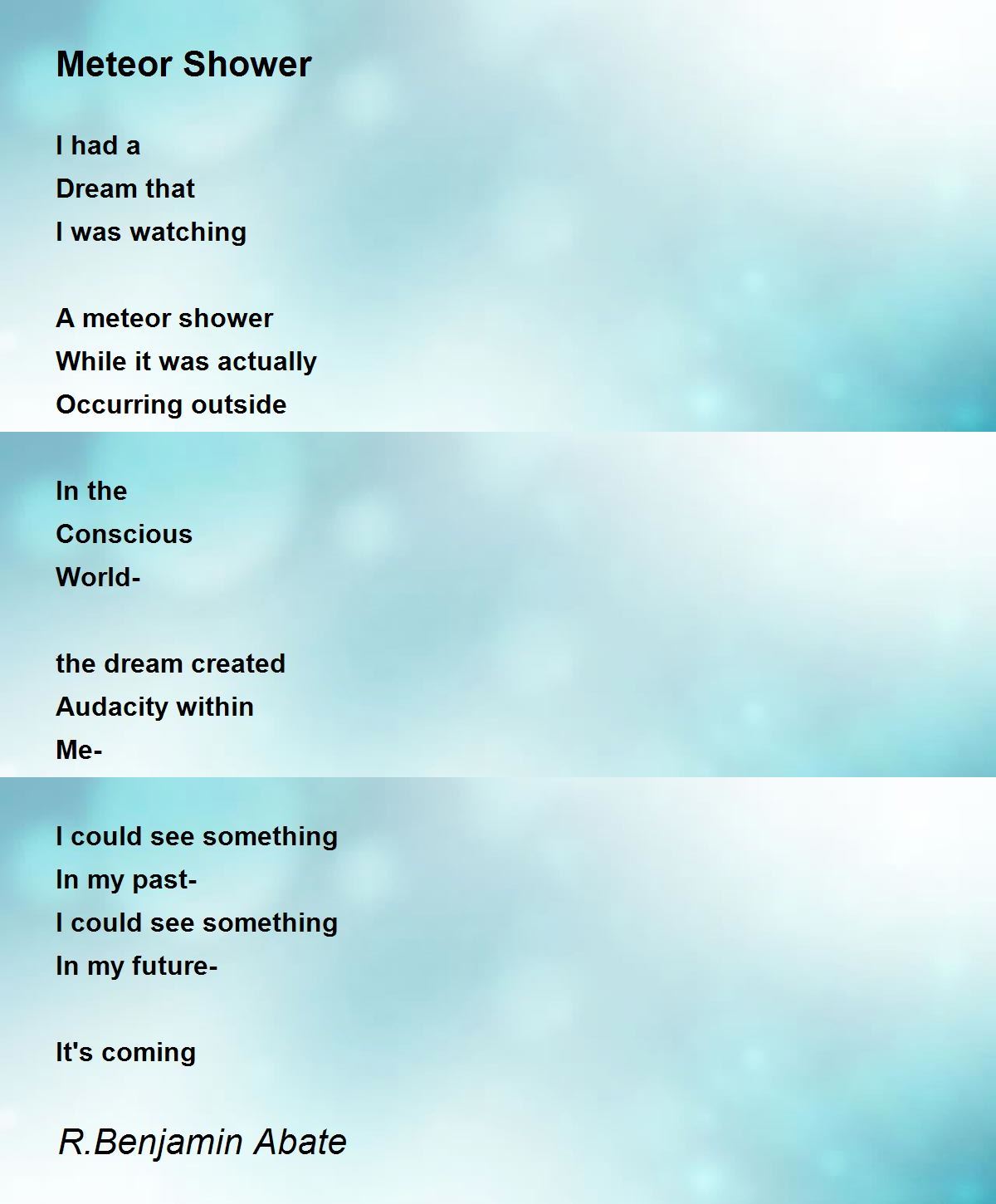 Meteor Shower Meteor Shower Poem by R.Benjamin Abate