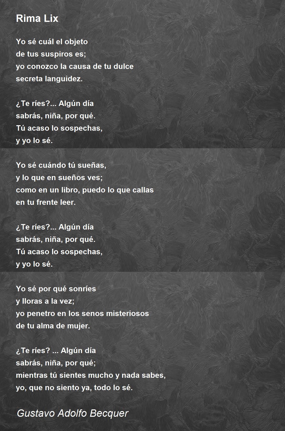 Rima Lix - Rima Lix Poem by Gustavo Adolfo Becquer