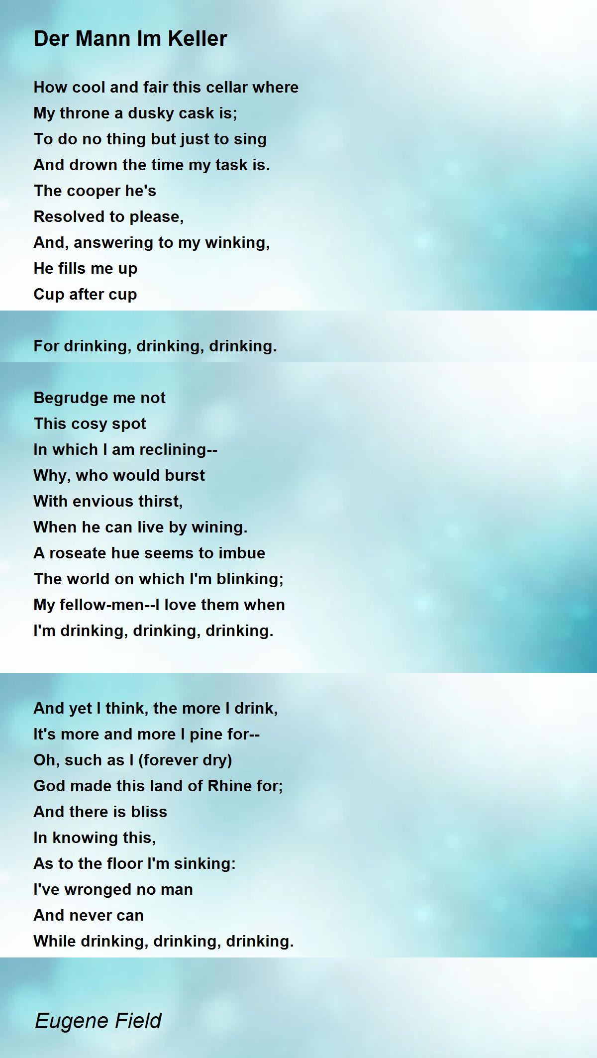 Der Mann Im Keller Poem By Eugene Field Poem Hunter