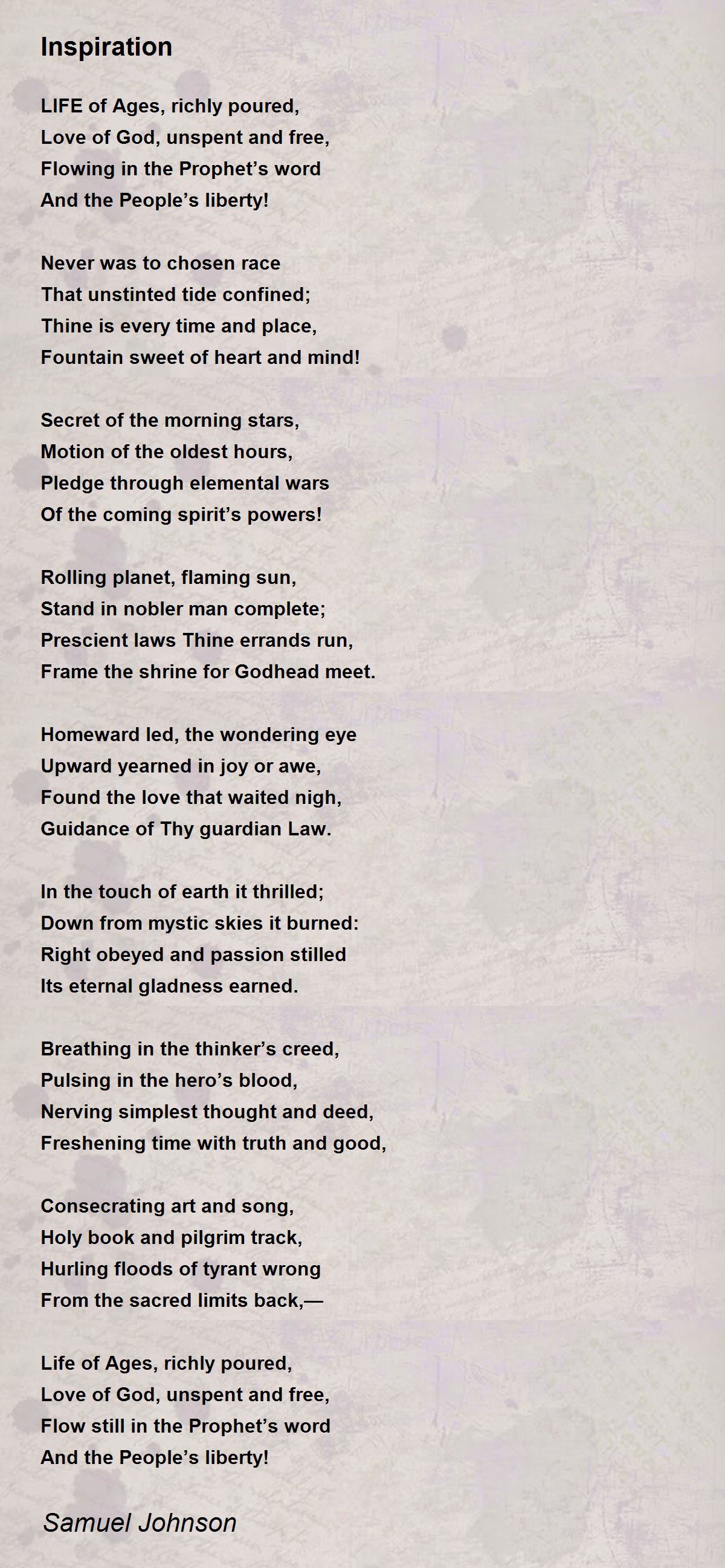 Inspiration Poem by Samuel Johnson - Poem Hunter
