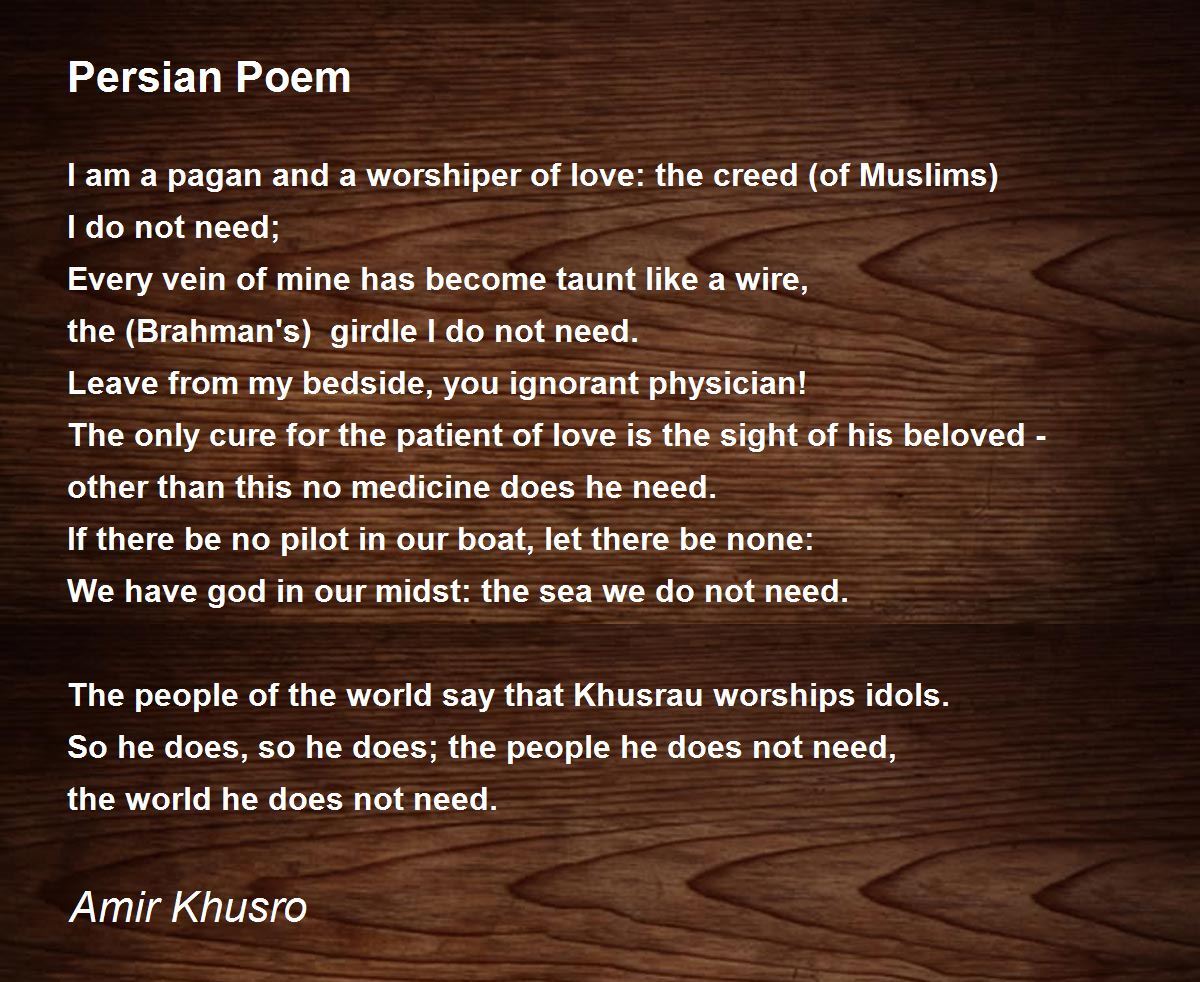 Persian Poem Poem by Amir Khusro - Poem Hunter