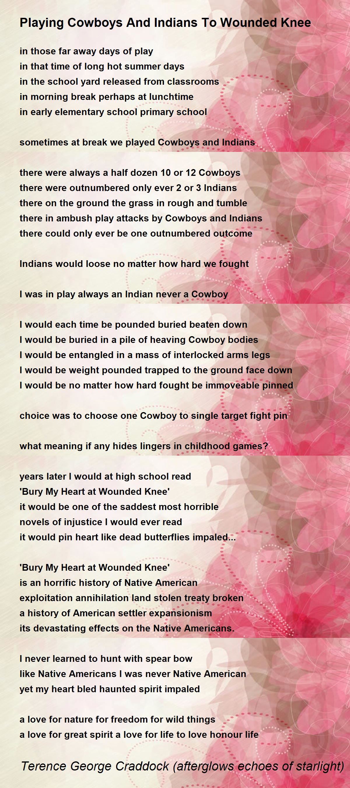 Playing Cowboys And Indians To Wounded Knee Playing Cowboys And