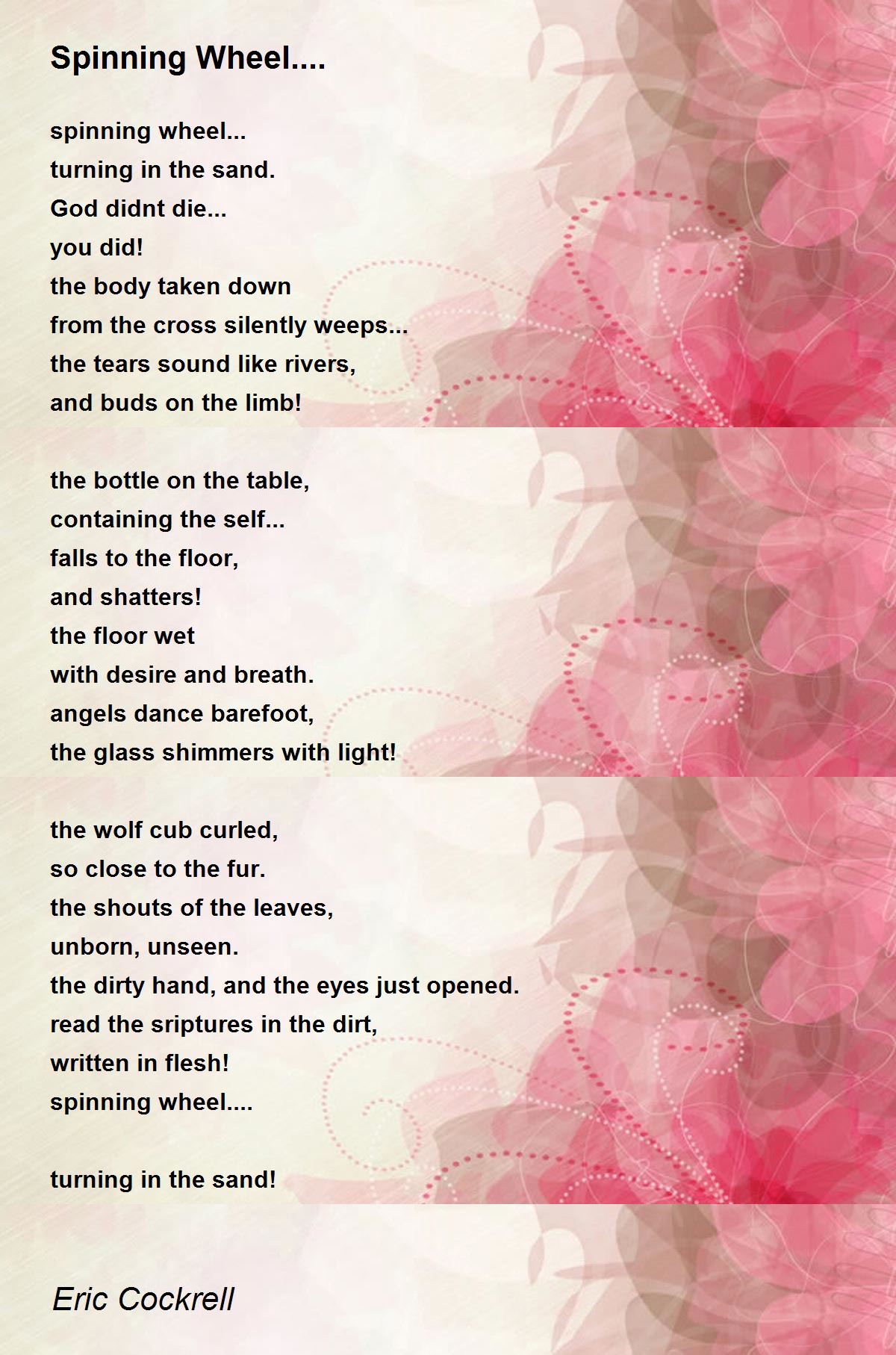 Spinning Wheel.... Spinning Wheel.... Poem by Eric Cockrell