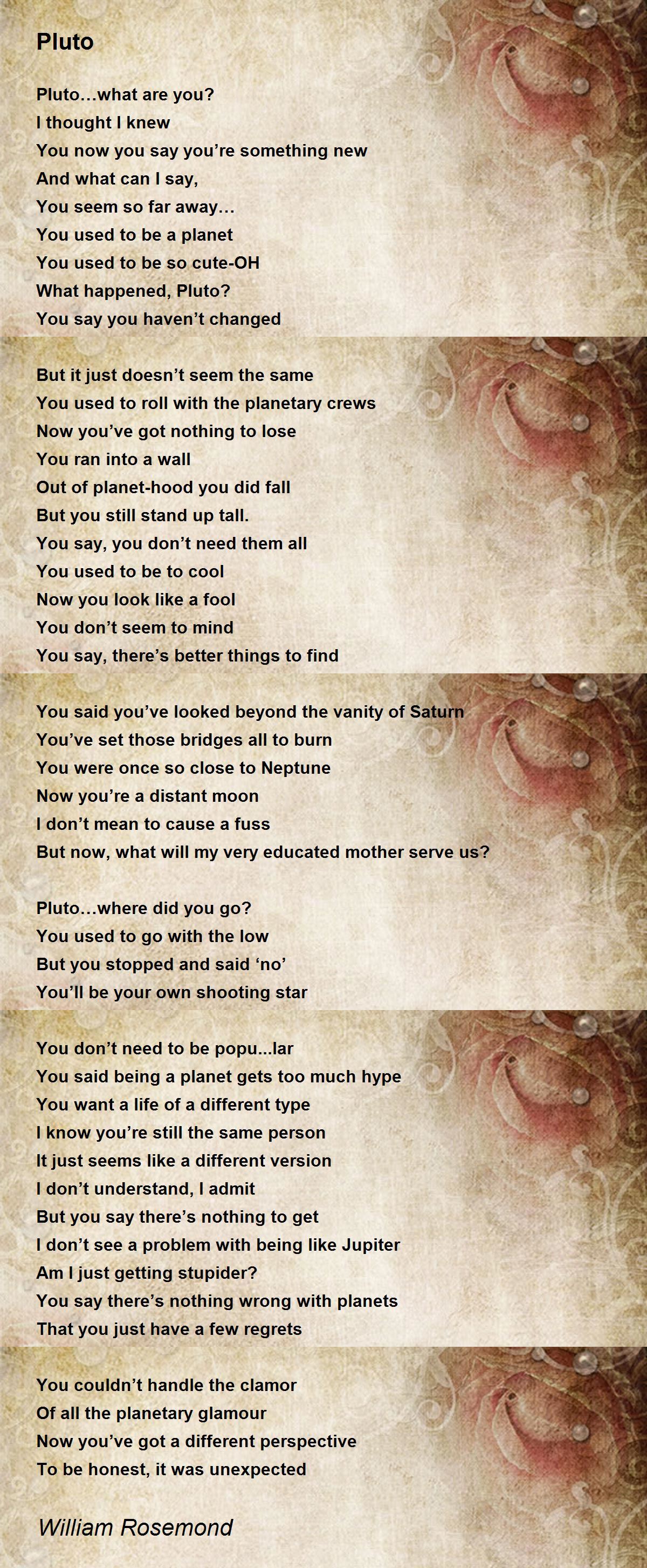 Pluto - Pluto Poem by William Rosemond