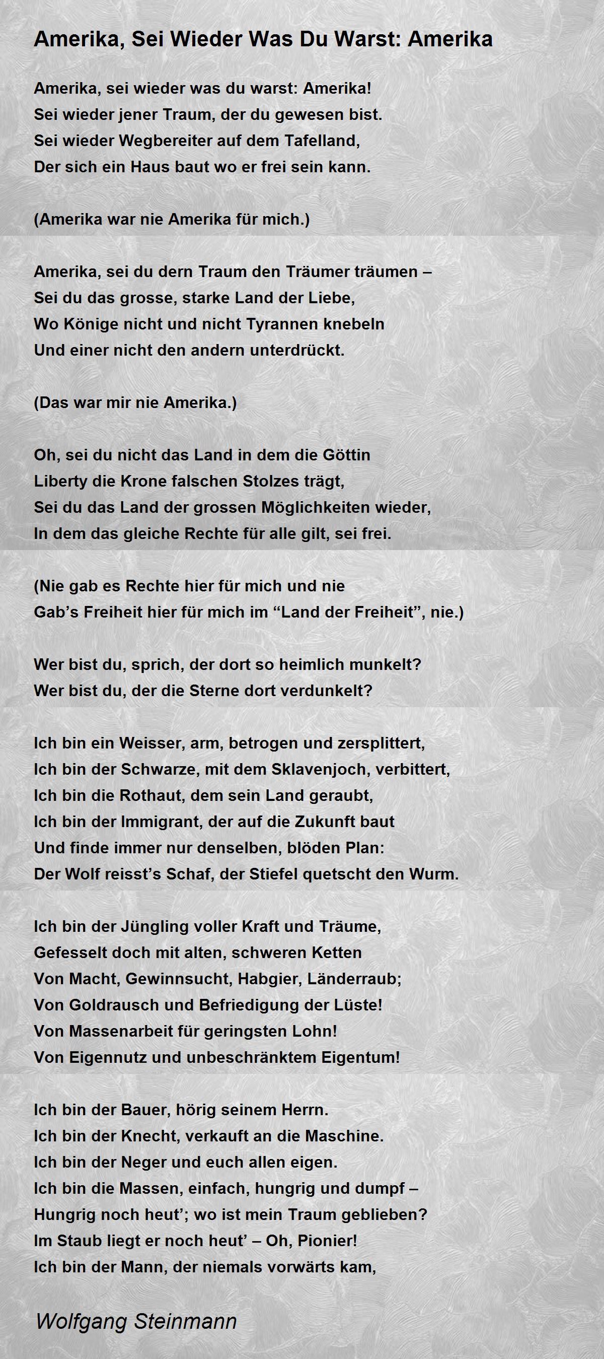 Amerika, Sei Wieder Was Du Warst: Amerika by Wolfgang Steinmann 