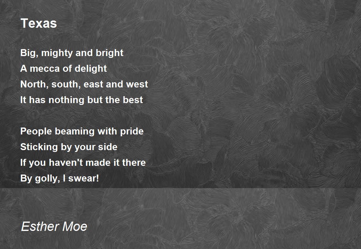 Texas Texas Poem by Esther Moe