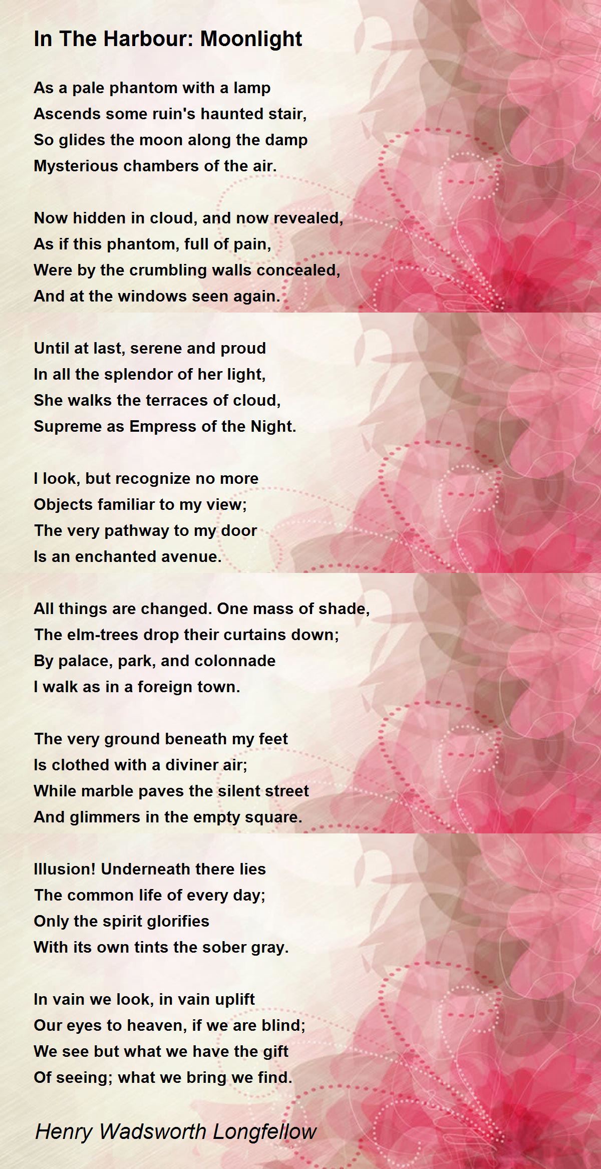 In The Harbour: Moonlight Poem by Henry Wadsworth Longfellow - Poem Hunter